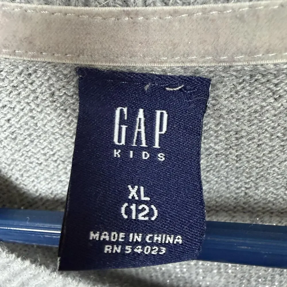 Gap Kids Sweater Dress Girls Size XL Gray Silver Striped Metallic Short Sleeve